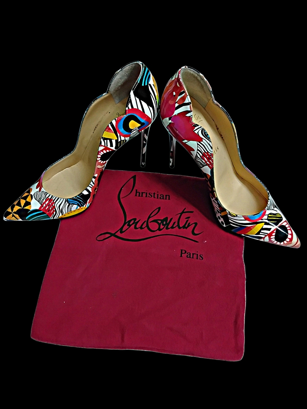 Christian Louboutin Multicolor Graphic-Print Pointed-Toe Stiletto Pumps